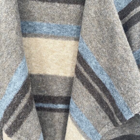 Rebecca Elliot Women's Brown Tan Blue Striped Waterfall Cardigan Size Large - Picture 8 of 9